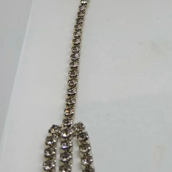 Vintage Very Long Drape Stunning Rare Statement Silver Rhinestone Necklace - Picture 11 of 15